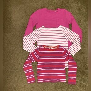 Mini Boden S 6 7 Girl Bundle 3 Pink Solid Striped Shirts Long Sleeve Cotton